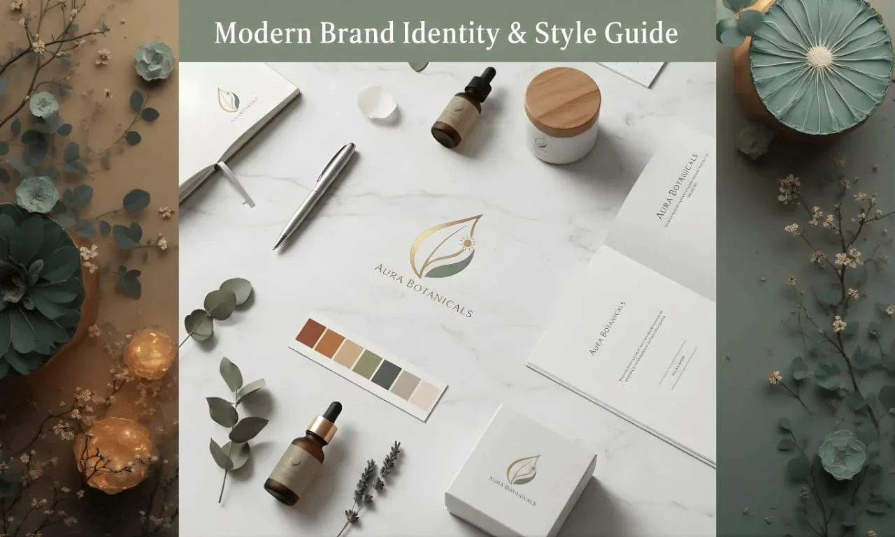Aura Botanicals Brand Identity Mockup - Fiverr Example
