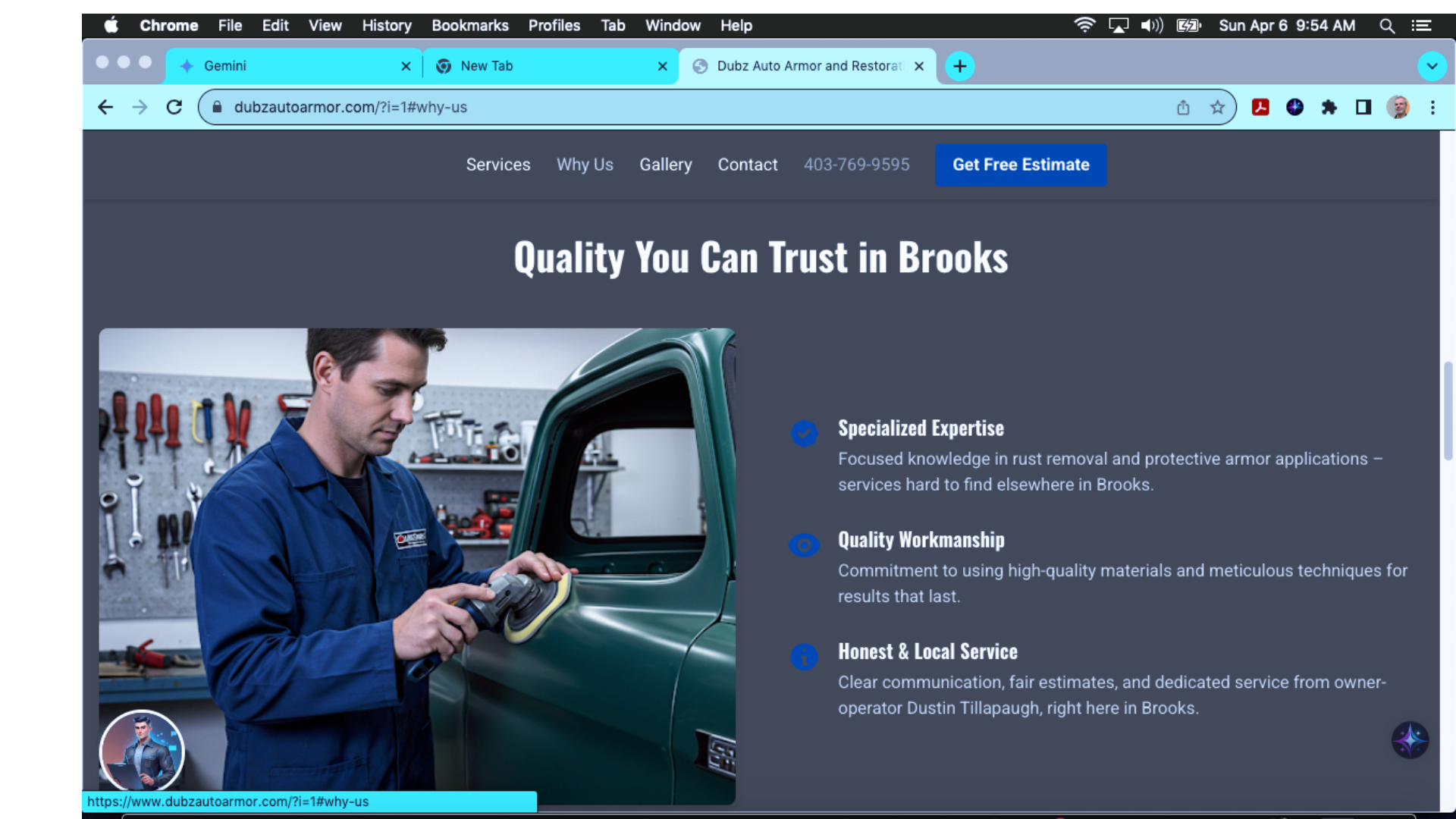 Dubz Auto Armor Website Screenshot 3